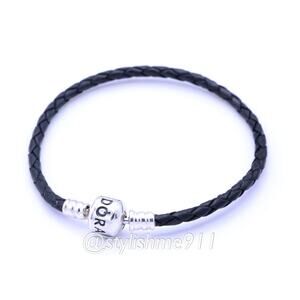 Pandora Black Leather Bracelet with Silver Clasp - 590705CBK-S